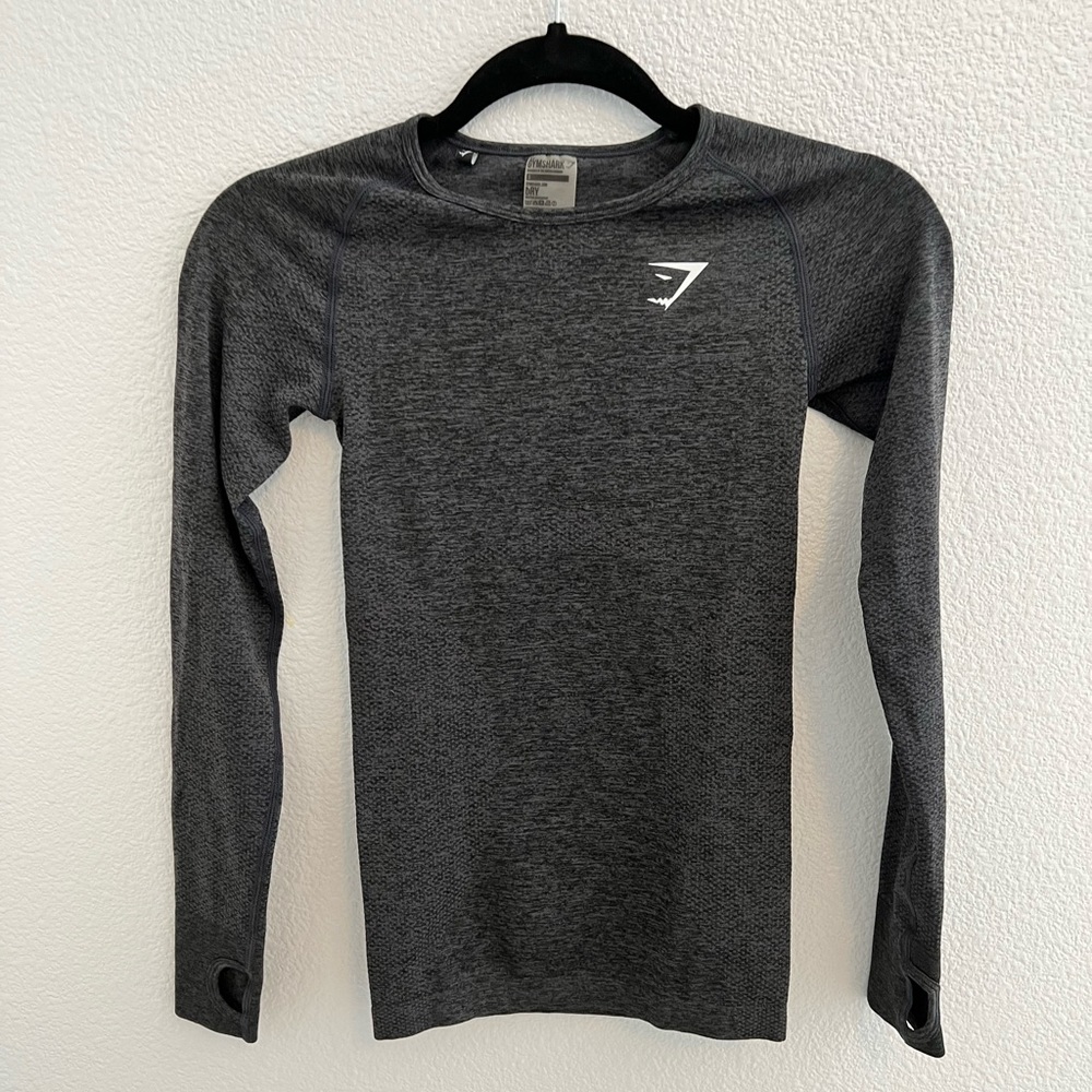 Gymshark- DARK GRAY SEAMLESS LONG SLEEVE TOP